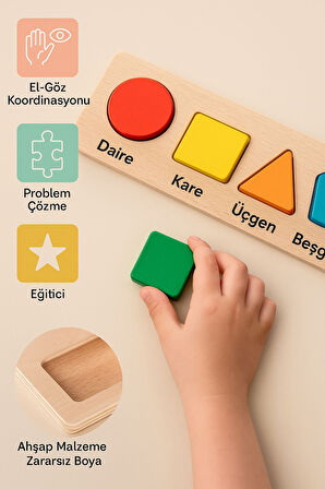 3D Ahşap Geometrik Bloklar – Renkli Eğitici Şekillerle Motor Beceriler ve Koordinasyon Oyunu