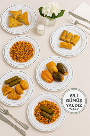 Porselen Görünümlü Gümüş Yaldızlı 19 Cm Lüks Plastik Tabak – 6’lı Set, Gıda Temasa Uygun 19cm