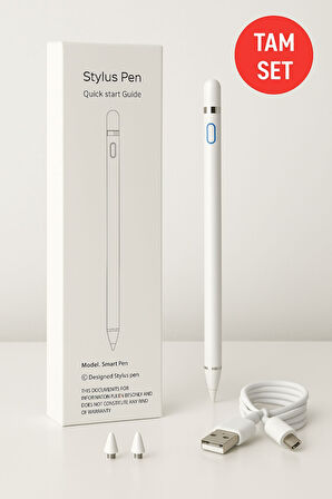 Manyetik Kapaklı Şarjlı Stylus Kalem – 1.4mm Hassas Uç, Tüm Tablet ve Telefonlarla Uyumlu