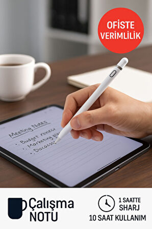 Manyetik Kapaklı Şarjlı Stylus Kalem – 1.4mm Hassas Uç, Tüm Tablet ve Telefonlarla Uyumlu