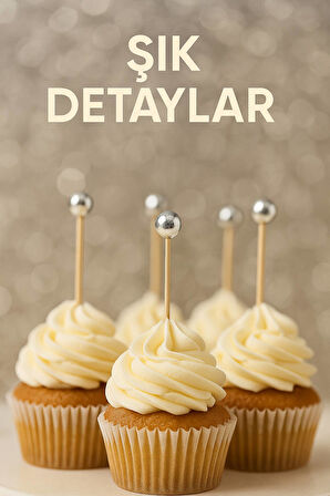 50’li Gümüş Top Başlıklı 12 cm Bambu Kürdan Seti – Kokteyl, Tatlı ve Davet Sunumları İçin Şık Seçim