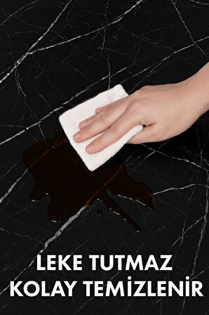 Siyah Mermer Desenli Kendinden Yapışkanlı Su Geçirmez Tezgah Kaplama Folyo – Parlak Yüzey 60x500 CM 