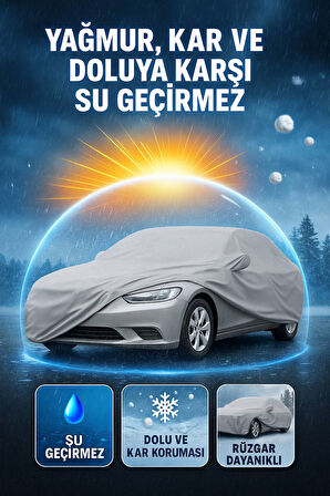 4 Mevsim Dayanıklı Su Geçirmez Lastikli PEVA Araç Örtüsü – UV, Kar, Yağmur ve Rüzgar Koruması