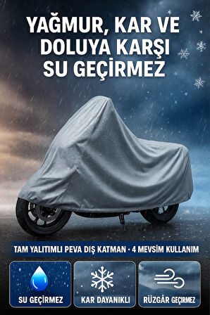Su Geçirmez 4 Mevsim Motosiklet Brandası 246x114 cm – UV, Rüzgar ve Yağmur Koruma