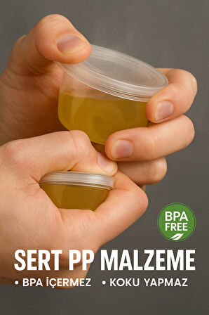 100’lü Set-60 ml Kendinden Kapaklı Şeffaf Sosluk – Sızdırmaz, Sıcağa Dayanıklı, Tekrar Kullanılabilir 