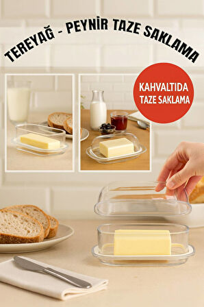 Şeffaf Plastik Tereyağlık Peynir Saklama Kabı 18,5x13x6,5 cm – Sızdırmaz & Hijyenik Kapaklı