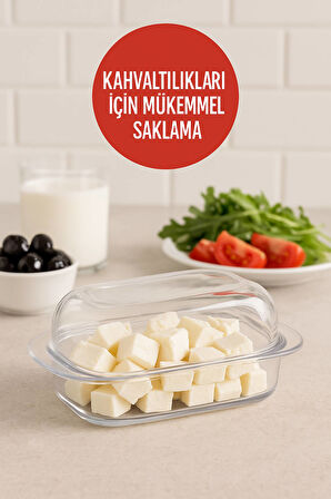 Şeffaf Plastik Tereyağlık Peynir Saklama Kabı 18,5x13x6,5 cm – Sızdırmaz & Hijyenik Kapaklı