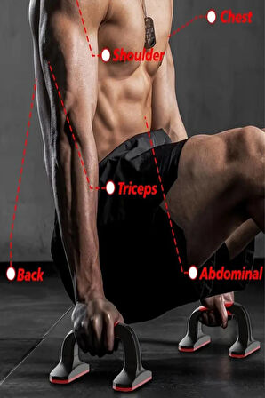 Kaymaz Tabanlı Push-Up Standı – Ev ve Salon Kullanımına Uygun Güçlü Destek Aparatı Kırmızı