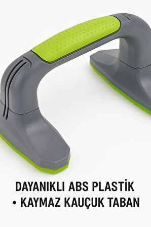Kaymaz Tabanlı Push-Up Standı – Ev ve Salon Kullanımına Uygun Güçlü Destek Aparatı Yeşil