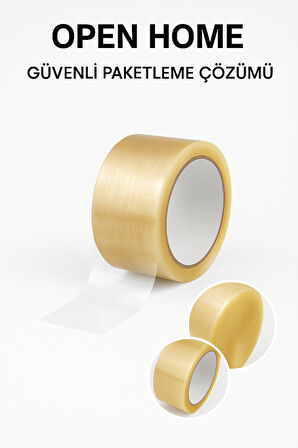Open Home 100 Metre Şeffaf Koli Bandı – Extra Strong 40 Micron Kalınlık, Güçlü Yapışkan