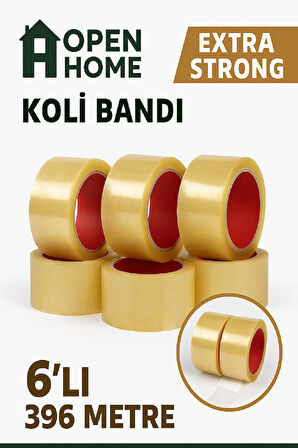 6 Adet-264 Metre Şeffaf Koli Bandı – Extra Strong 40 Micron Kalınlık, Güçlü Yapışkan