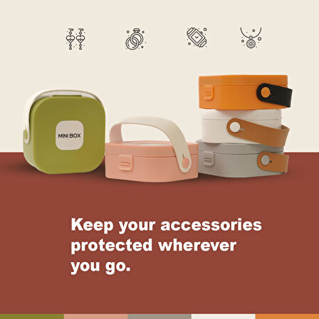 Mini Takı Kutusu Ayna ve 4 Bölmeli Seyahat Düzenleyici – Kolye, Küpe, Yüzük Saklama Kutusu Gri