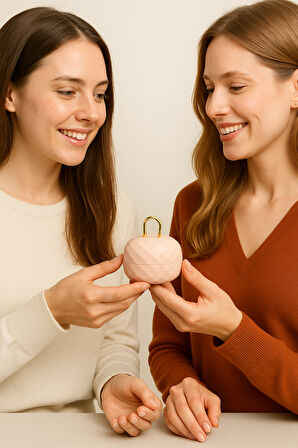 Taşınabilir Yüzüklü Takı Kutusu – Ayna ve 4 Bölmeli Mini Mücevher Organizer - Pudra