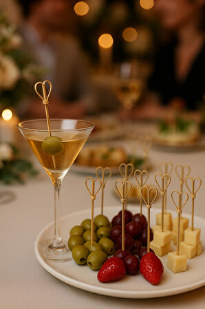 50’li Kahve Kalpli 9 cm Doğal Bambu Kürdan  • Kanepe Kokteyl Sunum Servis Kürdanı Parti Kürdanı