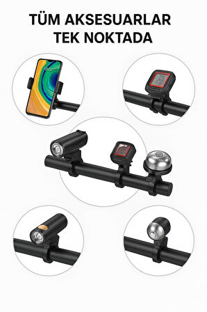 Bisiklet Gidon Uzatma Barı – Çoklu Montaj Alanı, Dayanıklı ve Şık Aksesuar Tutucu 20 cm