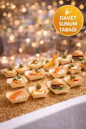 50'Li Pkt Medium Bambu Kayık Tadım Tabağı 12X6 Cm – Mini Kokteyl Sunum Tabağı Catering Parti Servis Tabak