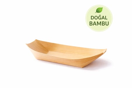 50'Li Pkt Büyük Bambu Kayık Tadım Tabağı 17X9 Cm – Kokteyl Sunum Tabağı Catering Parti Servis Tabak