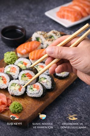 10'lu Bambu Çin Yemek Çubuğu 23 cm Chopstick Sushi Çubuğu Uzak Doğu Japon Çin Yemek Çubuğu