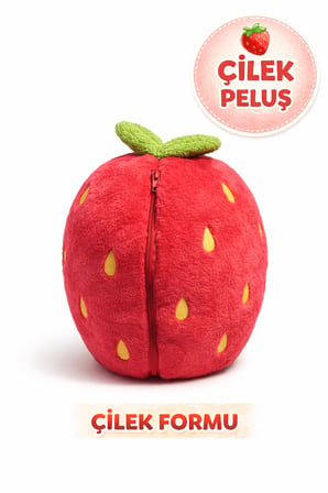 Kırmızı Çilek Tavşan Peluş Oyuncak 35 cm Dönüşebilen Çilek Tavşan Yumuşak Peluş Çocuk Hediyesi