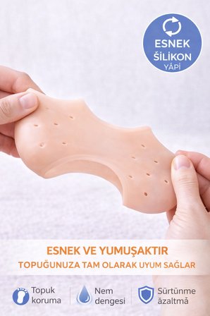 Ten Rengi 2'li Set Silikon Topuk Çorabı | Topuk Koruyucu Ped Çatlak Önleyici Jel Topuk Yastığı