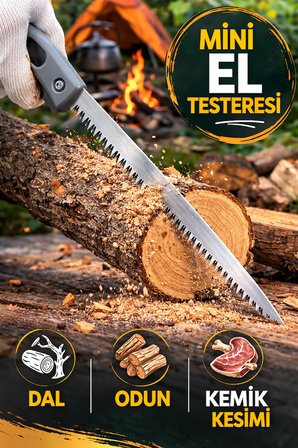 Mini Tavuk Kuyruk Testere Kamp Testeresi Dal Budama El Testeresi Kemik Kesme Kıl Testere 34 cm