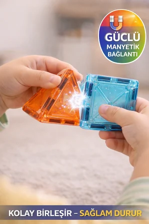 94 Parça Manyetik Blok Set – Eğitici Zeka Geliştirici Çocuk Oyuncak Yapı Oyunu 5,5 Cm 