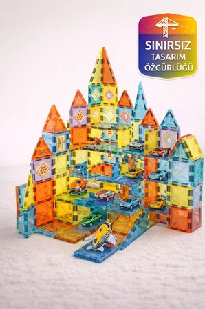 94 Parça Manyetik Blok Set – Eğitici Zeka Geliştirici Çocuk Oyuncak Yapı Oyunu 5,5 Cm 