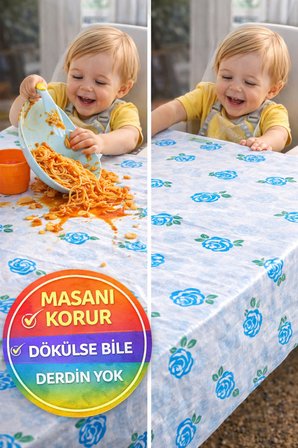 10'lu Rulo - 12 Metre 100x120 cm I Kullan At Masa Örtüsü Su Geçirmez Piknik Sofra Örtüsü