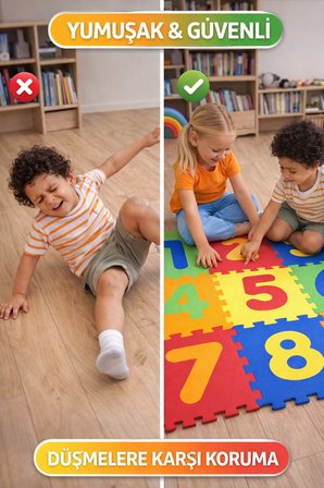 9 Parça Rakamlı Oyun Matı 33x33 cm Sünger Puzzle Yer Karosu Çocuk Eğitim Seti