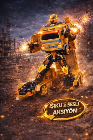 Şarjlı Uzaktan Kumandalı Dönüşen Robot Kamyon 2’si 1 Arada Işıklı Sesli Oyuncak 2.4GHz
