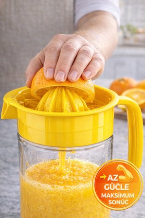 Sarı Narenciye Sıkacağı Manuel Meyve Sıkacak Portakal Limon Sıkacağı Hazneli Pratik 660 ml
