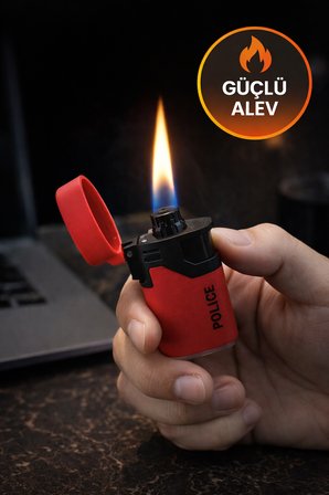 Kırmızı Rüzgar Geçirmez Çakmak Turbo Alev Doldurulabilir Metal Başlıklı Güçlü Çakmak