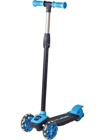 Mavi 3 Tekerlekli Işıklı Çocuk Scooter 3-7 Yaş Ayarlanabilir Direksiyon Kaymaz Taban 