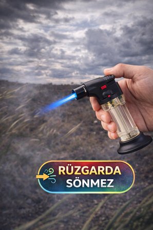 Turbo Torch Pürmüzlü Çakmak 1300°C Jet Alev Gaz Ayarlı Kilitli Doldurulabilir Torch Çakmak