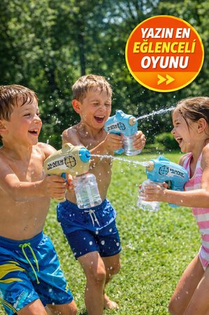 3x Pilli Otomatik Su Tabancası 7-8m Menzil Güçlü Su Tabancası Çocuk Oyuncak Yazlık Oyun