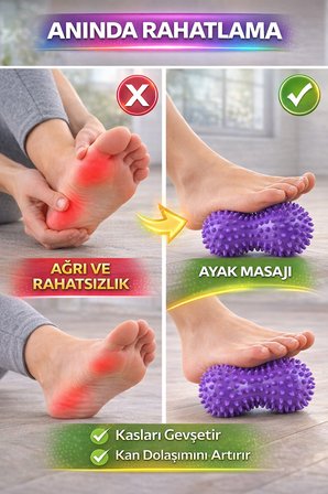 1 Adet Dikenli Masaj Topu Fıstık Roller Ayak Sırt Boyun Kas Gevşetici Fizyo Egzersiz Topu