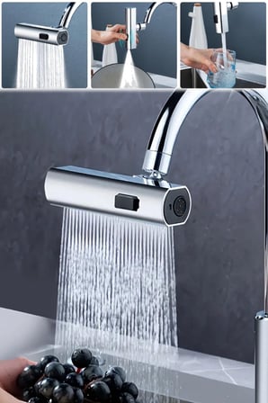 3 Kademeli Krom Musluk Başlığı 360° Döner Filtreli Su Tasarruflu Duş Aparatı Mutfak Banyo Uyum