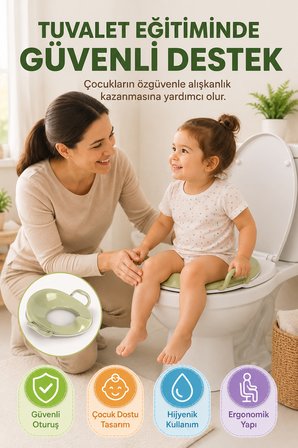 Eco Green Çocuk Tuvalet Alıştırma Adaptörü Tutma Kollu Ergonomik Klozet Aparatı Seti