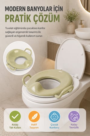 Eco Green Çocuk Tuvalet Alıştırma Adaptörü Tutma Kollu Ergonomik Klozet Aparatı Seti