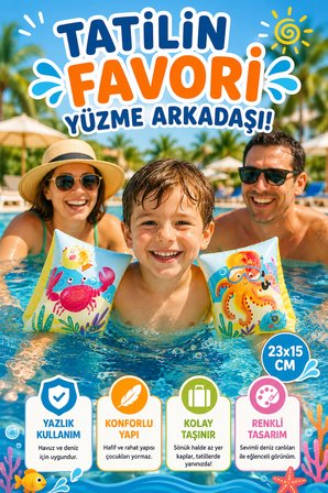 Çocuk Kolluğu 23x15 Cm Şişme Yüzme Kolluğu Havuz Deniz Yaz Tatil Eğlencesi