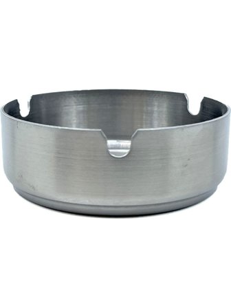 Paslanmaz Çelik Metal Küllük 8 cm Yuvarlak Masaüstü Küllük Mat Gümüş Dekoratif Modeli