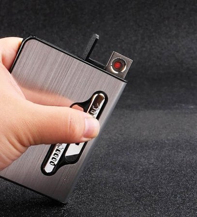 Şarj Edilebilir USB Çakmak Sigara Taşıma Kutusu Metal Gövde ARC Ateşleme 20’li