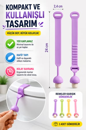 1 Adet Mantar Tasarımlı Klozet Kapağı Kaldırma Aparatı Silikon Hijyenik Tutacak Renkli 24 cm