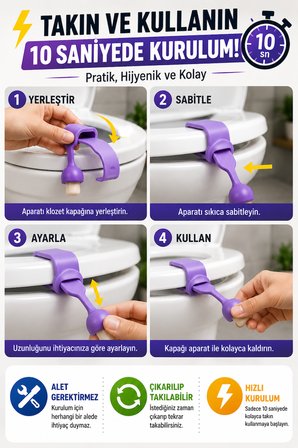 2'li Set Mantar Tasarımlı Klozet Kapağı Kaldırma Aparatı Silikon Hijyenik Tutacak Renkli 24 cm