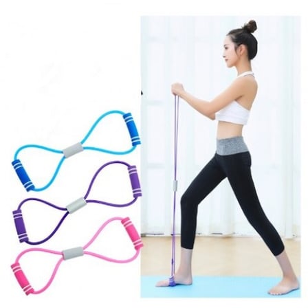 Pilates Direnç Lastiği 8 Şekilli Egzersiz Bandı Evde Spor Fitness Esneme ve Duruş Destekli