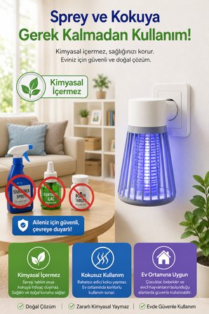 Elektrikli Sivrisinek Öldürücü Lamba UV Işıklı Fişli Sinek Kovucu Sessiz Böcek Tuzağı LTX-01 Ev Tipi