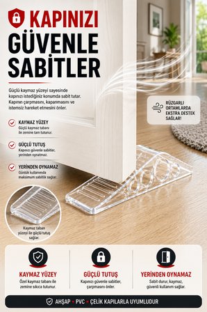 1 Adet Şeffaf Silikon Kapı Altı Stoperi Kaydırmaz Kapı Durdurucu 12 cm Kapı Sabitleyici