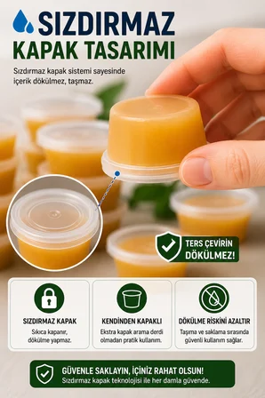 100'lü Set I 30 Ml Kendinden Kapaklı Şeffaf Sosluk 50’li Set Sızdırmaz Mini Saklama Kabı BPA’sız