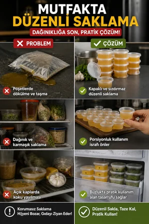 100'lü Set I 30 Ml Kendinden Kapaklı Şeffaf Sosluk 50’li Set Sızdırmaz Mini Saklama Kabı BPA’sız