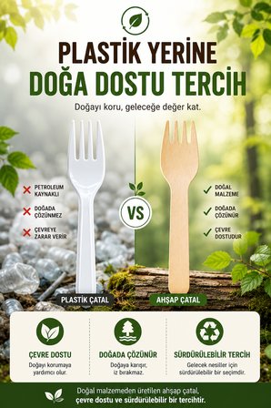 50'li Ekolojik Tahta Çatal 16 cm Doğal Huş Ağacı Kullan At Davet Parti Organizasyon Çatalı